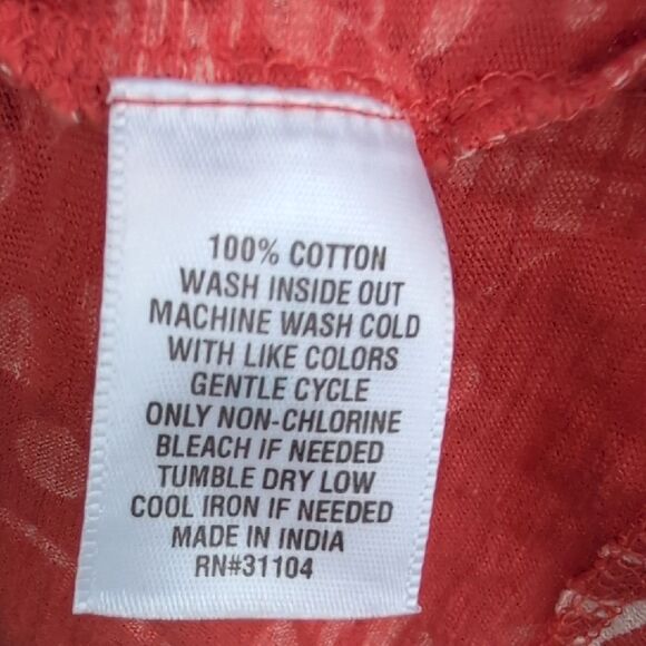 Wonderly Orange and White Ruffled Tie Front Cotton Blouse Top Size XL NWT - Picture 10 of 16